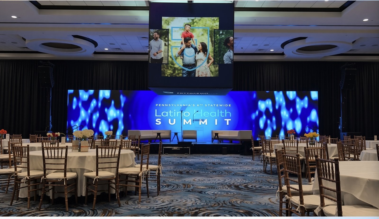 Latino Health Summit stage production with LED wall at Mohegan Pennsylvania by Klock Events Latino Health Summit stage production with LED wall at Mohegan Pennsylvania by Klock Events