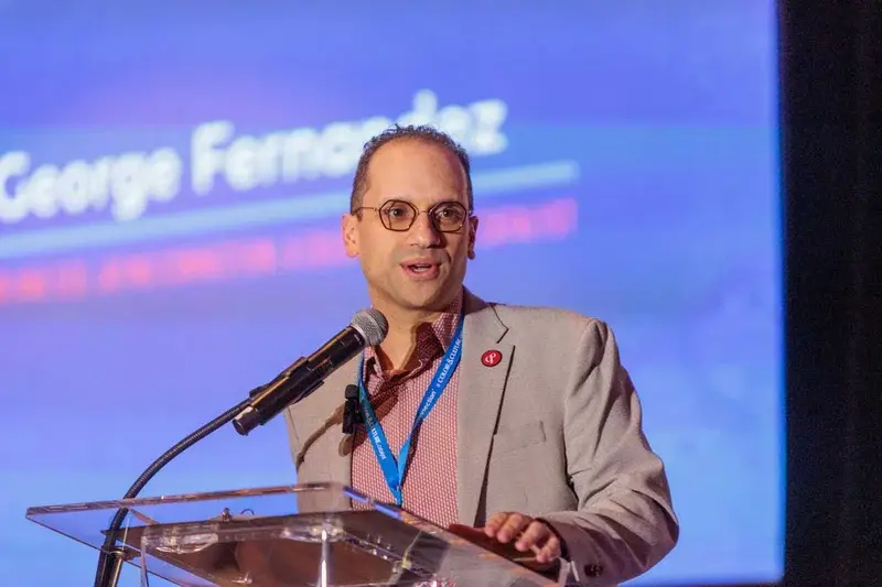 A speaker at the podium during the State of the Union on Latino Health